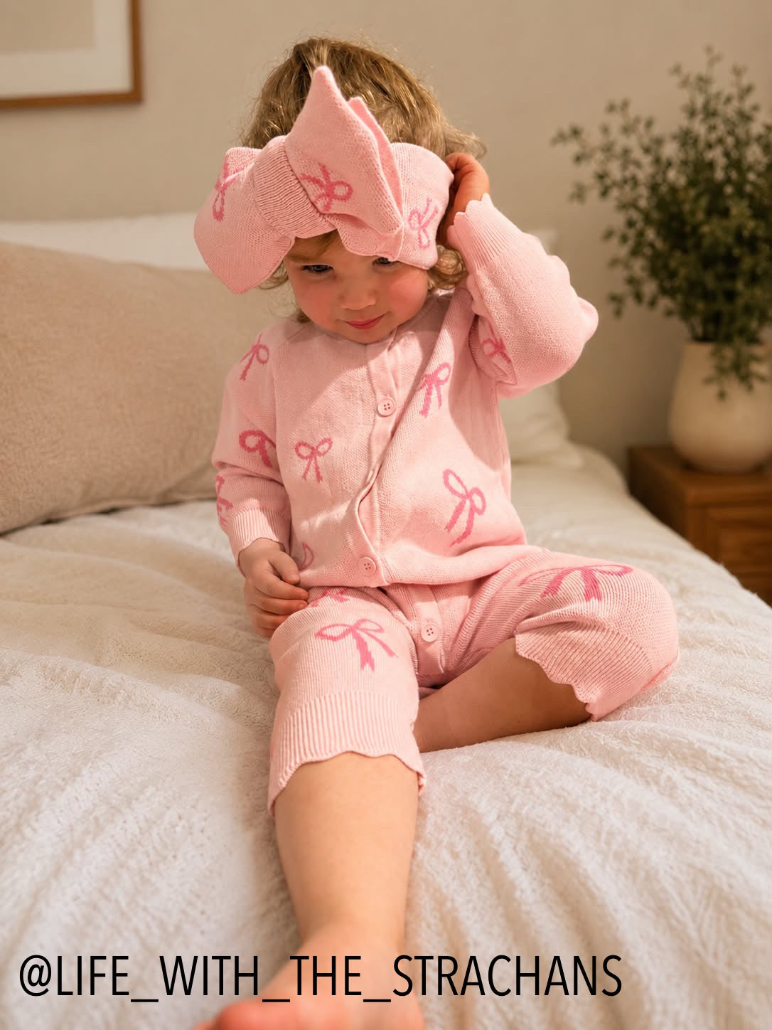 Knit Romper + Bow Set | PREORDER