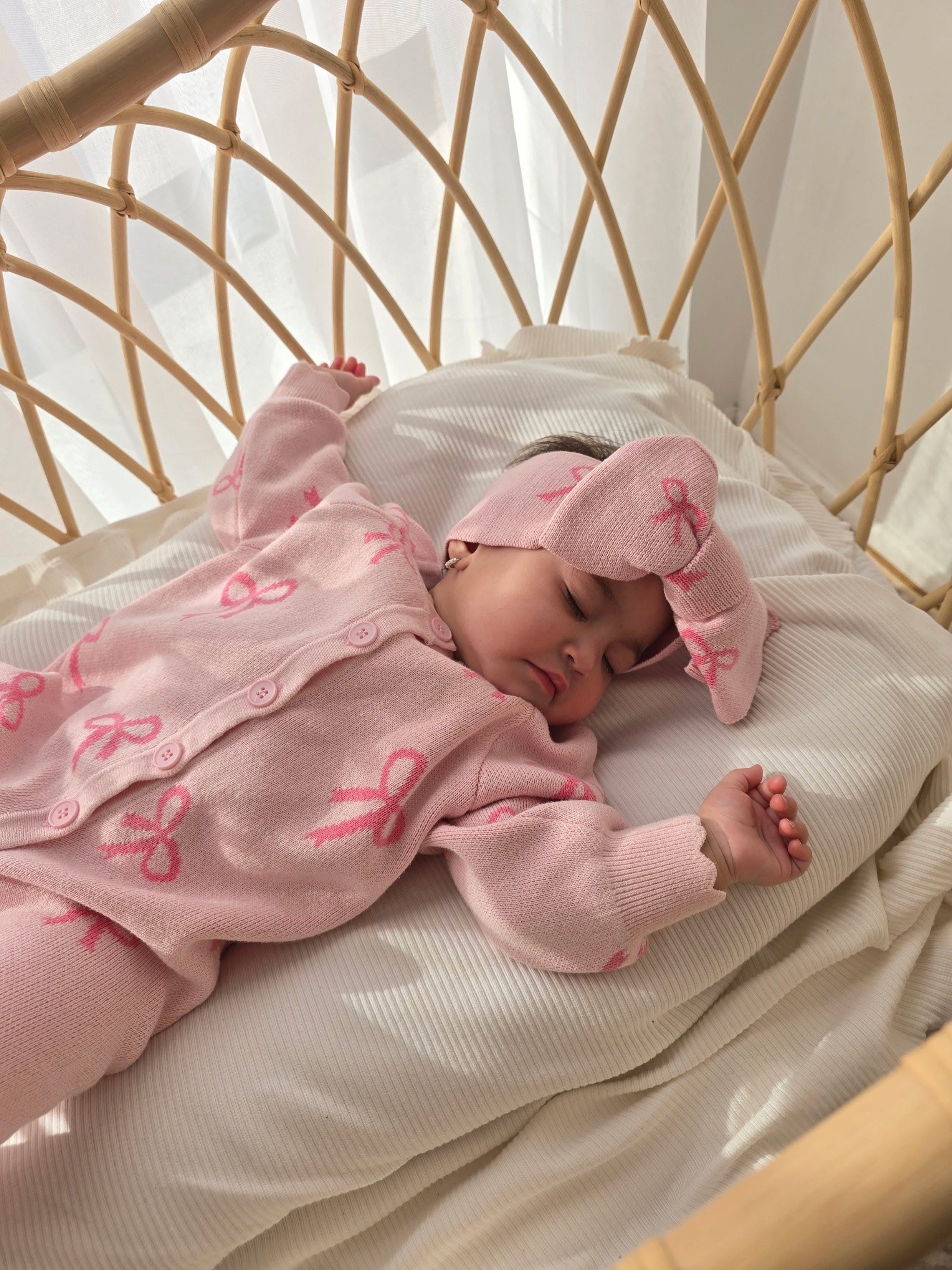 Knit Romper + Bow Set | PREORDER