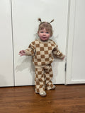 Checkerboard Knit Set – Brown